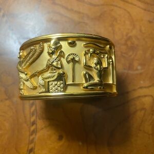 Gold Egyptian Motif Cuff Bracelet
